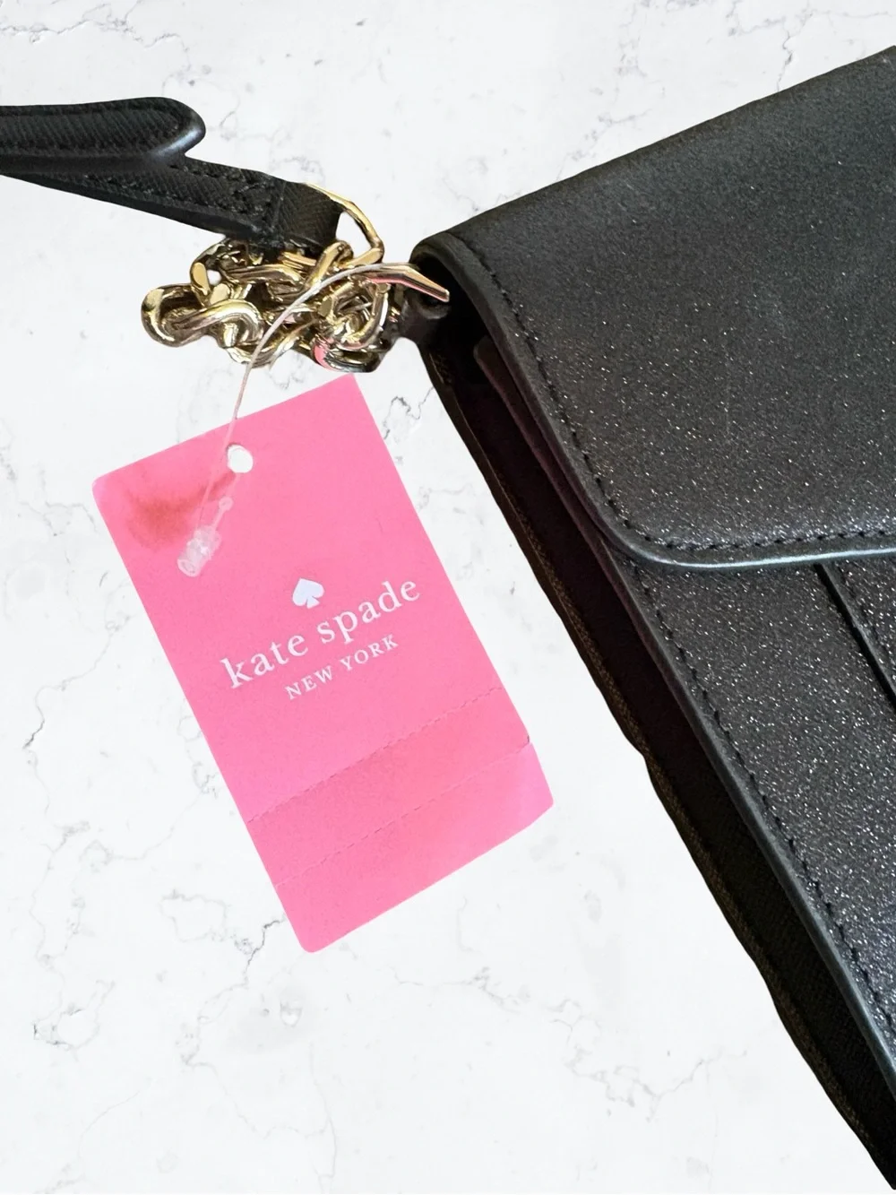 Kate Spade Glitter Tinsel Black Flap Crossbody K9336 NWT